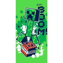 Minecraft Beach Towel, Green Creeper TNT Boom, 70 x 140 cm