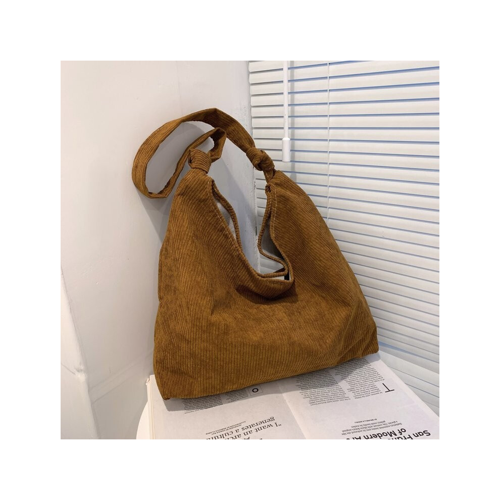 (Dark Brown)Sac shopping nylon polyvalent et tendance pour femme grande taille dans les tons noir marron et ivoire