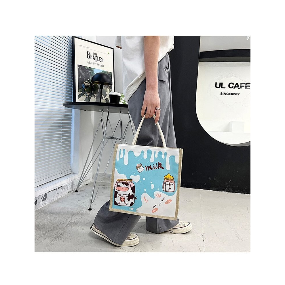 (Milk)Grand sac à main contemporain en toile pour femme tendance imprimé fruits shopping fourre-tout en couleurs diverses