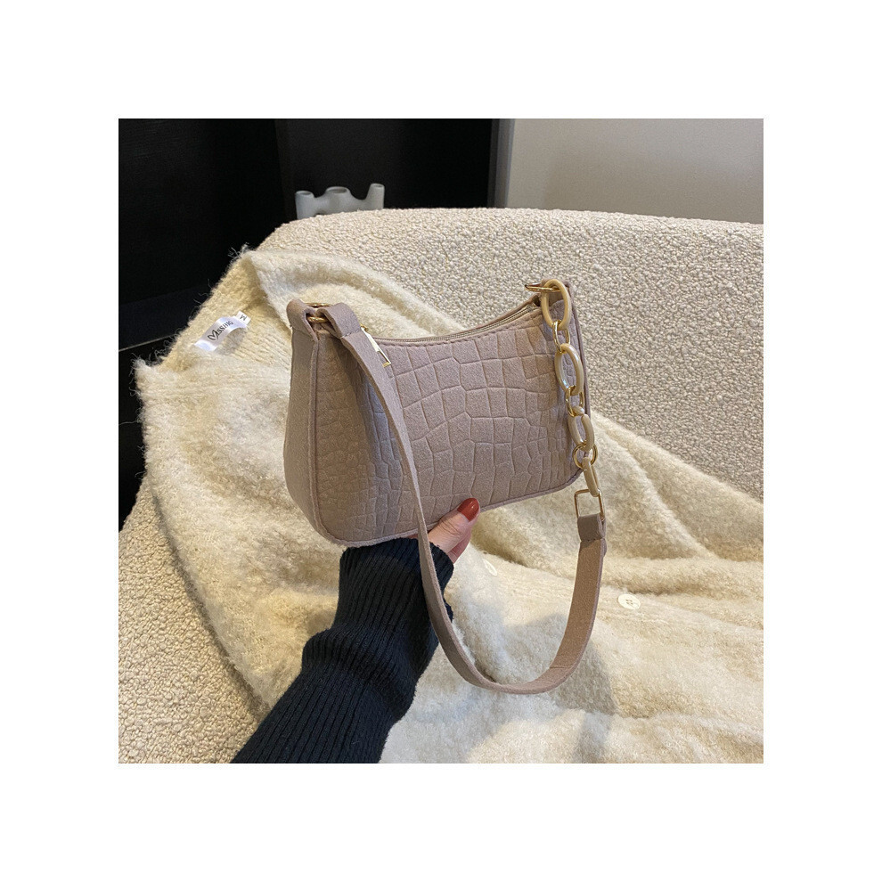 (Khaki)Élégant sac à bandoulière minimaliste pour femme petite forme carrée tissu pu collection printemps