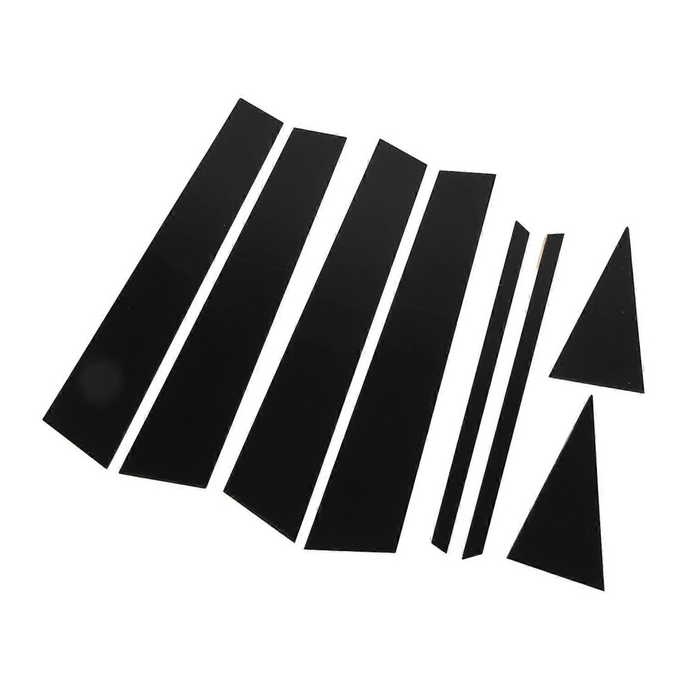 (As Show, One Size) 8Pcs Exterior Window Pillar Cover Gloss B Pillar Sticker Window Molding Door Trim For Car Black 6909775598283
