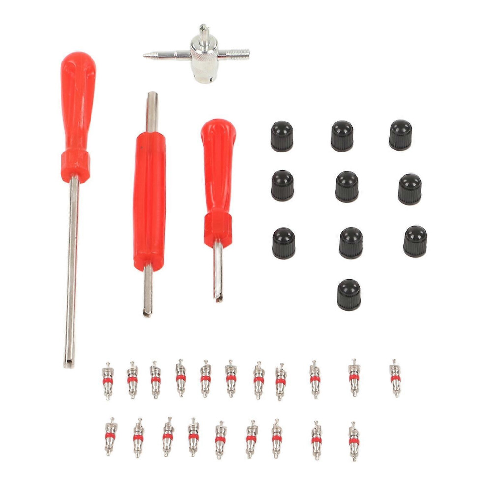 (As Show, One Size) 34Pcs Tire Valve Stem Removal Installer Tool Kit Universal Multipurpose For Rvs Bicycles Automobiles 6909775591680