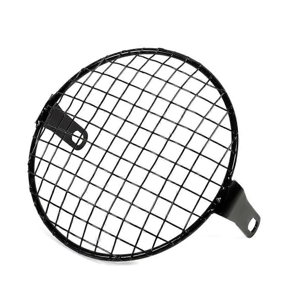 (As Show, One Size) 6.3" Retro Motorcycle Grill Side Mount Headlight Lamp Cover Mask Cafe Racer 6909775625835