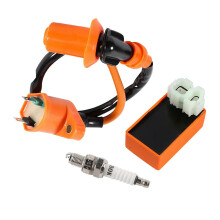 (As show, One size) New Racing Performance CDI Ignition Coil Spark Plug For GY6 50CC 125CC 150CC ATV Scooter