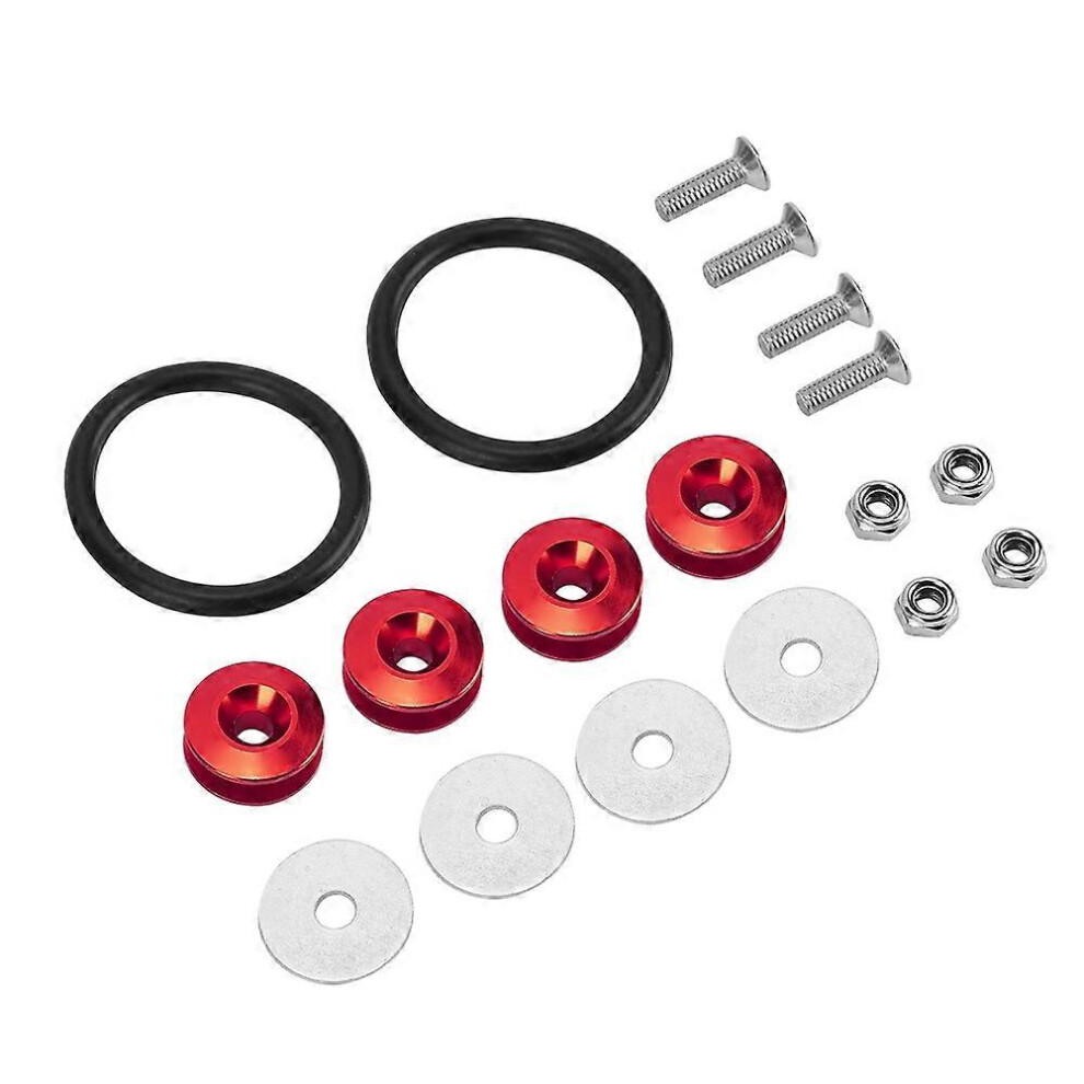 (As Show, One Size) Colorful Quick Release Fasteners Rubber Rings Kit For Car Bumper Trunk Mud Guard Lid (Red) Red 6909775642979