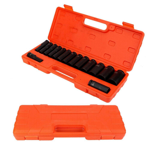 (As show, One size) 15 pcs / Set 1/2 Inch Deep Impact Socket Tool Set 10-32mm for Garage Workshop 2