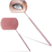 (Rose Gold) Square Lash Mirror Potable Eyelash Extensions Accessories Supplies 1 Piece Stainless Detachable Eyelash Mirror Multi-functional Mouth Examination Mirr
