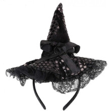 Halloween Witch Hat Headband for Halloween Costume Dress Up Party Supplies (Black)