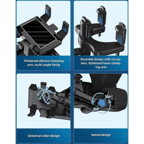 Car Phone Holder Rear View Mirror Mount Rotatable & Retractable Cell Stand Multifunctional 1