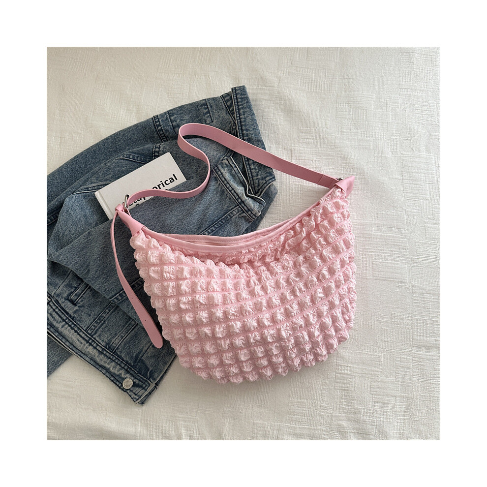 (Pink)Sac fourre-tout en toile rétro polyvalent élégant grande capacité sac à bandoulière quotidien