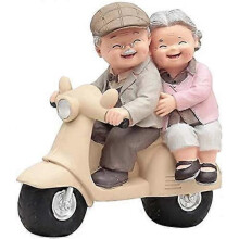 Love Grandparents Parents Anniversary Wedding Gift Resin Loving Elderly Couple Figurines Garden Ornaments Decoration  (Riding a Mtorcycle)