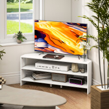 HOMCOM Corner TV Stand, TV Unit with Open Shelves for 47 Inch TV, White