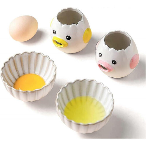Egg Separator Kitchen Gadget Egg Separator Bakery Accessory (Yellow+Pink)