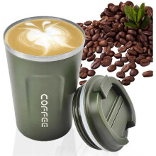 Green Coffee Mug, Double Walled Vacuum Reusable Coffee Mug, Eco-Friendly Stainless Steel Travel Office Mug for Hot Coffee Tea and Cold Drinks, 13oz/38