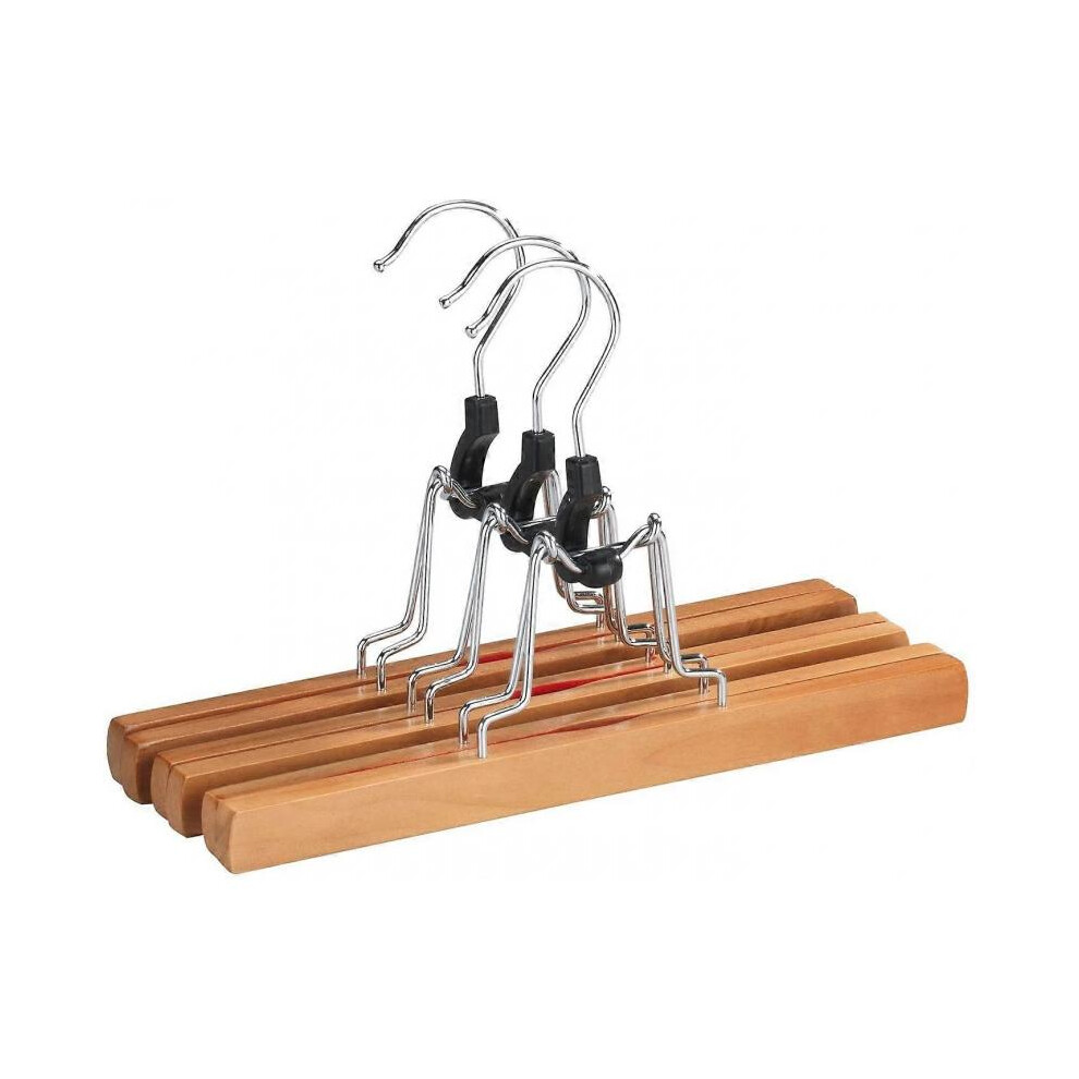 Cintre naturel pour pantalon - lot de 3, Bois, 25 x 16.5 x 2.2 cm, Marron