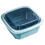 3 in1 Kitchen Colander with Lid- Plastic Double-layer Fruit and Vegetable Strainer Bowl Sets /Storage(1, Blue) 1