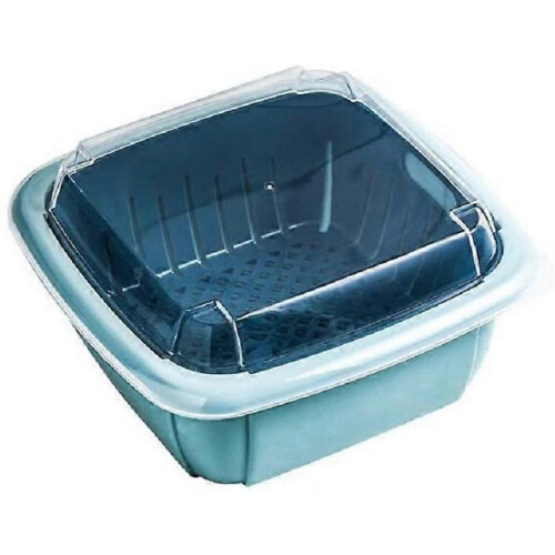 3 in1 Kitchen Colander with Lid- Plastic Double-layer Fruit and Vegetable Strainer Bowl Sets /Storage(1, Blue)