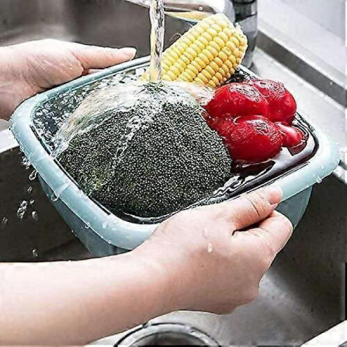 3 in1 Kitchen Colander with Lid- Plastic Double-layer Fruit and Vegetable Strainer Bowl Sets /Storage(1, Yellow) 1