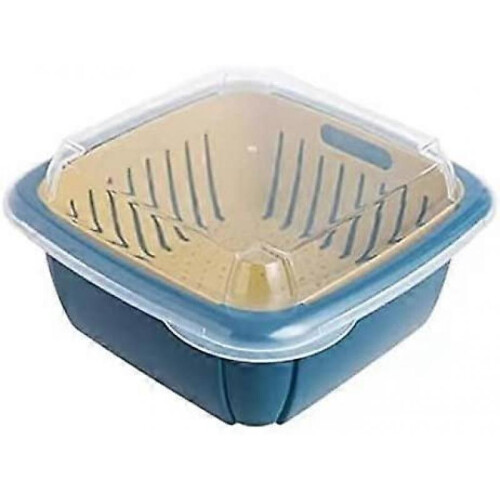 3 in1 Kitchen Colander with Lid- Plastic Double-layer Fruit and Vegetable Strainer Bowl Sets /Storage(1, Yellow)