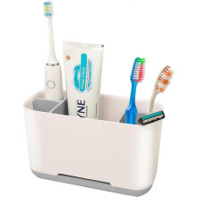 Toothbrush Holder with Drainage Hole,Bathroom Countertop Dispenser Vanity Stand Organizer,Storage for Electric Toothbrush/Razor/Comb and More(Grey)