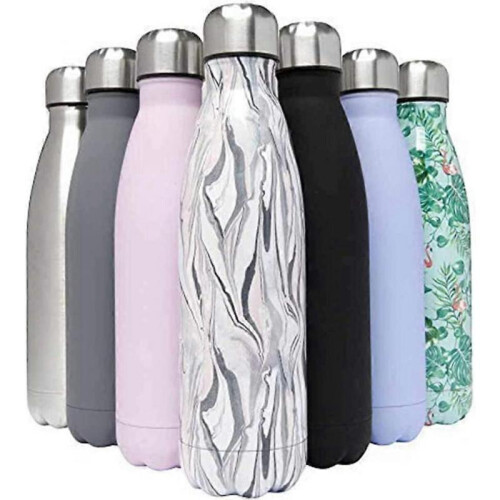 500ml Black Double Wall Flask, Water Bottle with Double Wall Insulation to Keep Drinks Both Hot and Cold 2