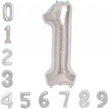 Silver Number 1 Balloon, 1th Birthday Party Foil Mylar Helium Balloons, 40 Inch