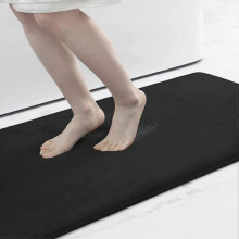 Memory Foam Bath Mat 23.6x47.2inch, Non-Slip Bathroom Mats Absorbent Bath Mats for Bathroom, Black