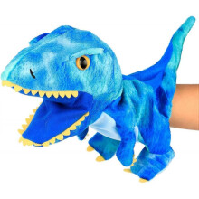 Dinosaur Hand Puppet Plush with Active Mouth for Role Play Storytelling Pretend Play Birthday Gifts for Kids Boys Girls Blue 11 Inch