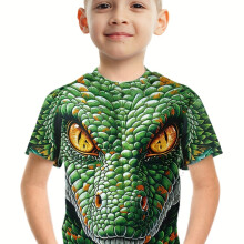 (Multicolor, 5-6Y) Chameleon Illusion Crew Neck T-Shirt for Youth, Casual Style, 100% Polyester, Breathable Comfort, Cool Short Sleeve Top