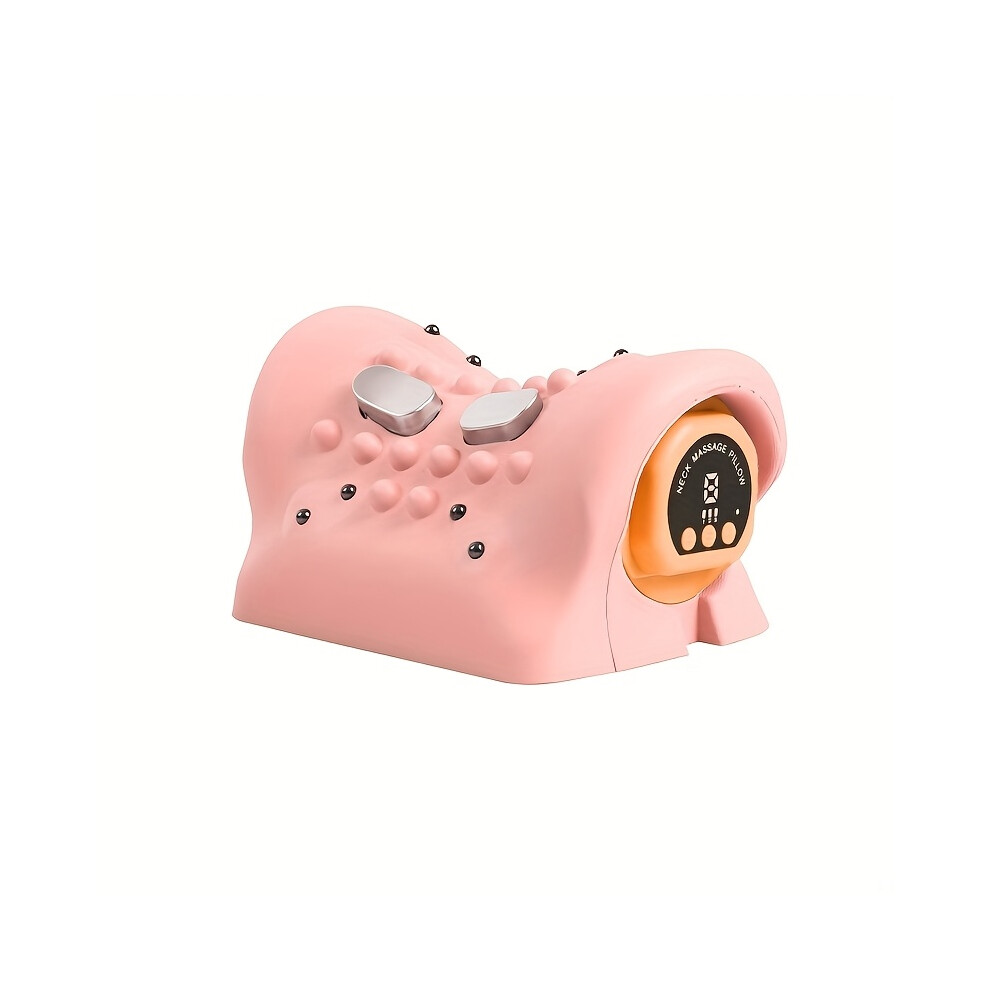 Mdsrjone Pink (Pink) Home Electric Cervical Curvature Corrector, New Multifunctional Vibration Massage Pillow, Hot Press Pulse Cervical Massage Pillow
