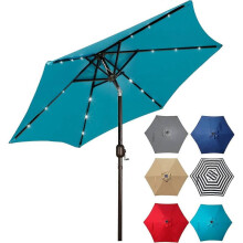 Solar Umbrella 18 LED Lighted Patio Umbrella Table Market Umbrella with Tilt and Crank Outdoor Umbrella