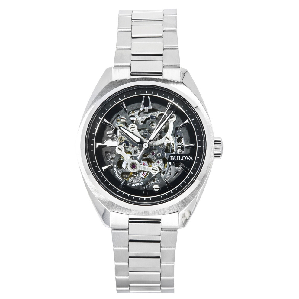 Bulova Classic Surveyor Stainless Steel Silver Skeleton Dial Automatic 96A293 Men's Watch