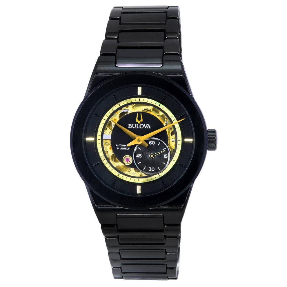 Bulova Modern Millennia Semi Skeleton Black Dial Automatic 98A291 Men's Watch