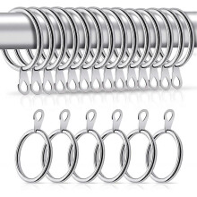 Curtain Rings 20 Pcs Bigger Curtain Rings Metal with 32mm Inner Diameter & Eyelets for Window Rods, Shower Curtains, Decorative Drapery- Silver