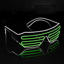 Glow In Dark Flashing Led Sunglasses, Luminous Glasses for Parties, EDM, Halloween RB01(White + Green)