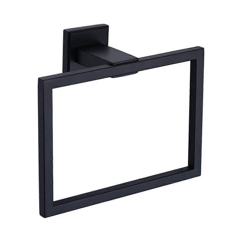 Porte Serviette Noir Mat, Angle Simple en Acier Inoxydable, Porte Serviette de Salle de Bain, Anneau de Serviette Carré pour le Mur