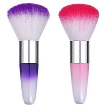 2 Pieces Soft Nail Art Dust Remover Powder Brush Cleaner for Acrylic and Makeup Powder Blush Brushes (Pink, Purple)