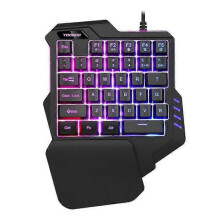 One-Handed Gaming Keyboard - RGB Backlit 35 Keys Portable Mini Gaming Keypad - Ergonomic Game Controller Computer Desktop PC Mac Gamer