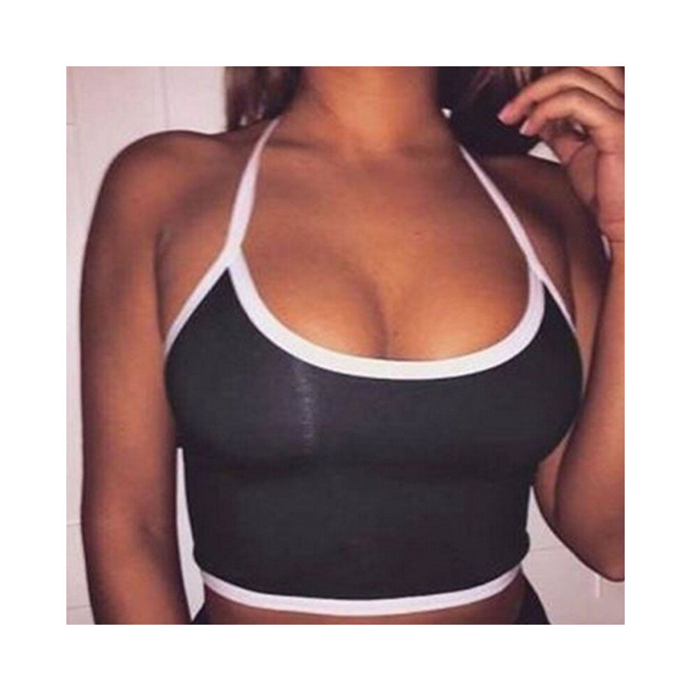 (Black,L)Débardeurs décontractés pour femmes bustier soutien gorge gilet chemisier sans manches crop bralette chemise