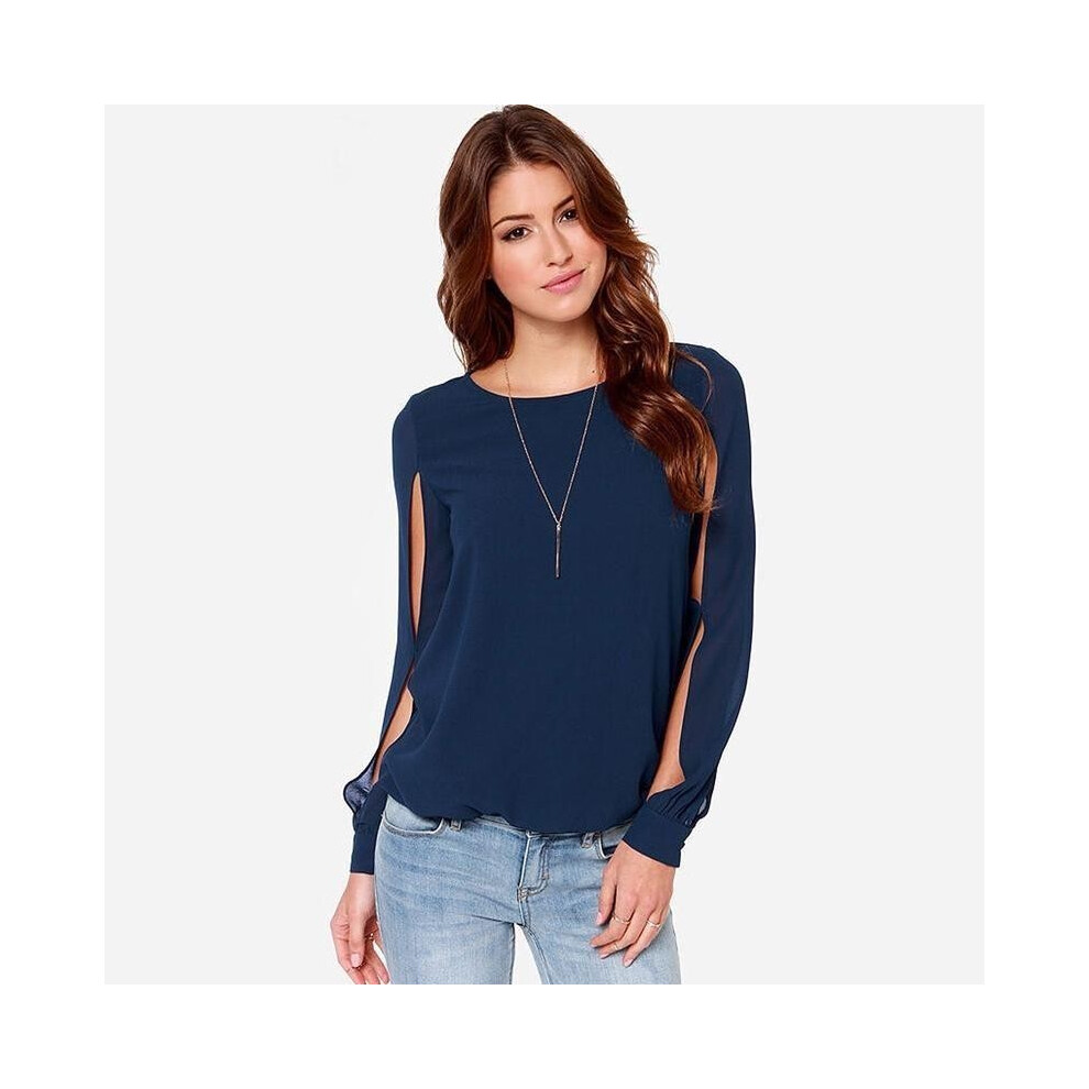 (Black,MXXL)Chemise ample manches longues femme manches longues épaules froides mode manches longues 4 couleurs hauts