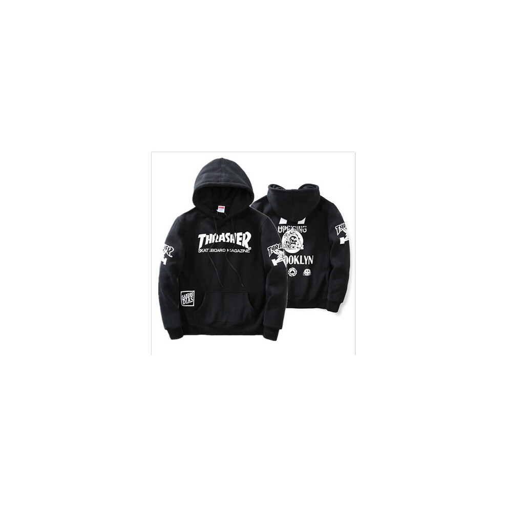 (L)Sweat à Capuche Homme Hiphop Skateboard Noir Thrasher Polaire Sweatshirts 2017