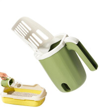 (Green) Cat Litter Scooper with Holder Shovel with Holder Poop Collector Pet Cleaning Supplies with Trash Bag for Travel