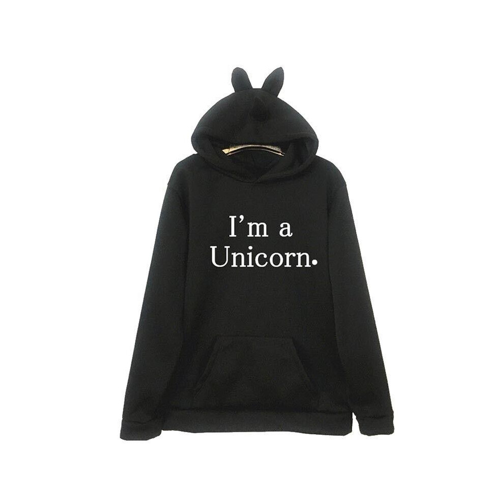 (Black,L)Sweat à capuche femme manches longues dessin animé licorne couple sweat à capuche veste