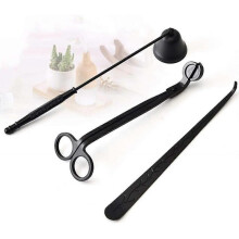 3 in 1 Candle Tools Set, Candle Wick Trimmer, Candle Cutter, Candle Snuffer, Candle Wick Dipper Accessory Set - Black