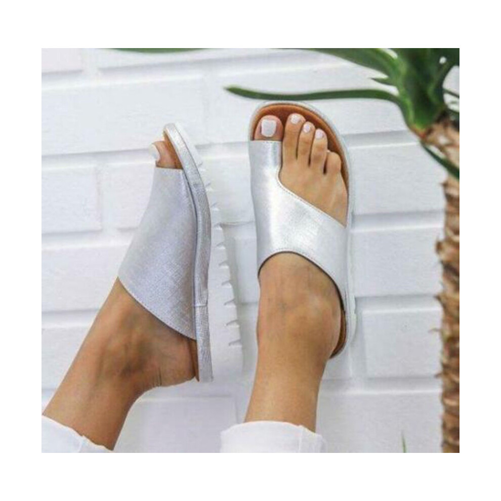 (Silver,EU38)Sandale plate-forme confortable pour femmes oignon correcteur bout ouvert soutien correct arche