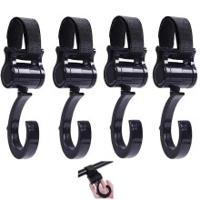 4pcs Stroller Hook Clips Stroller 360 Degree Rotating Pram Shopping Hooks (crochets pour poussette)