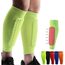 Soccer Shin Guards Shin Pads for Kids Youth Adult, Calf Compression Sleeve with Honeycomb PadsBright Yellow/Large