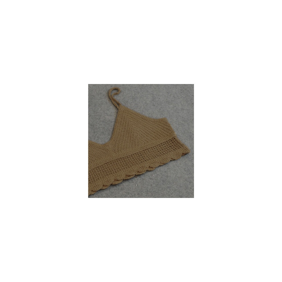(Coffee)Femmes crochet vêtements de plage sexy soutien gorge gilet sans manches chemisier décontracté débardeur tshirt