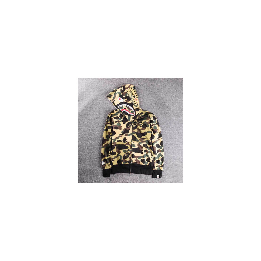 (2XL)Hot Bape A singe de bain sweat à capuche sweat camouflage homme tête de requin veste manteau zippé intégral