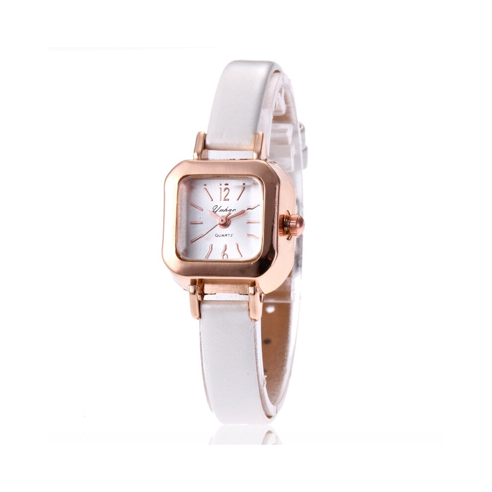(White)Élégante Montre Vintage Quartz Mode Femme Rétro Noël Bijoux Cadeaux